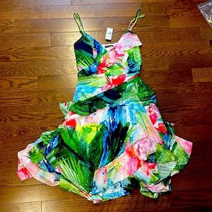 Josie Natori sunset palms dress sz 8, NWT